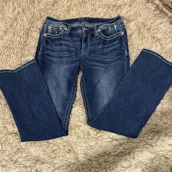 Miss Me Women's Boot Cut Jeans with Black and White Embroidery - Picture 4 of 7